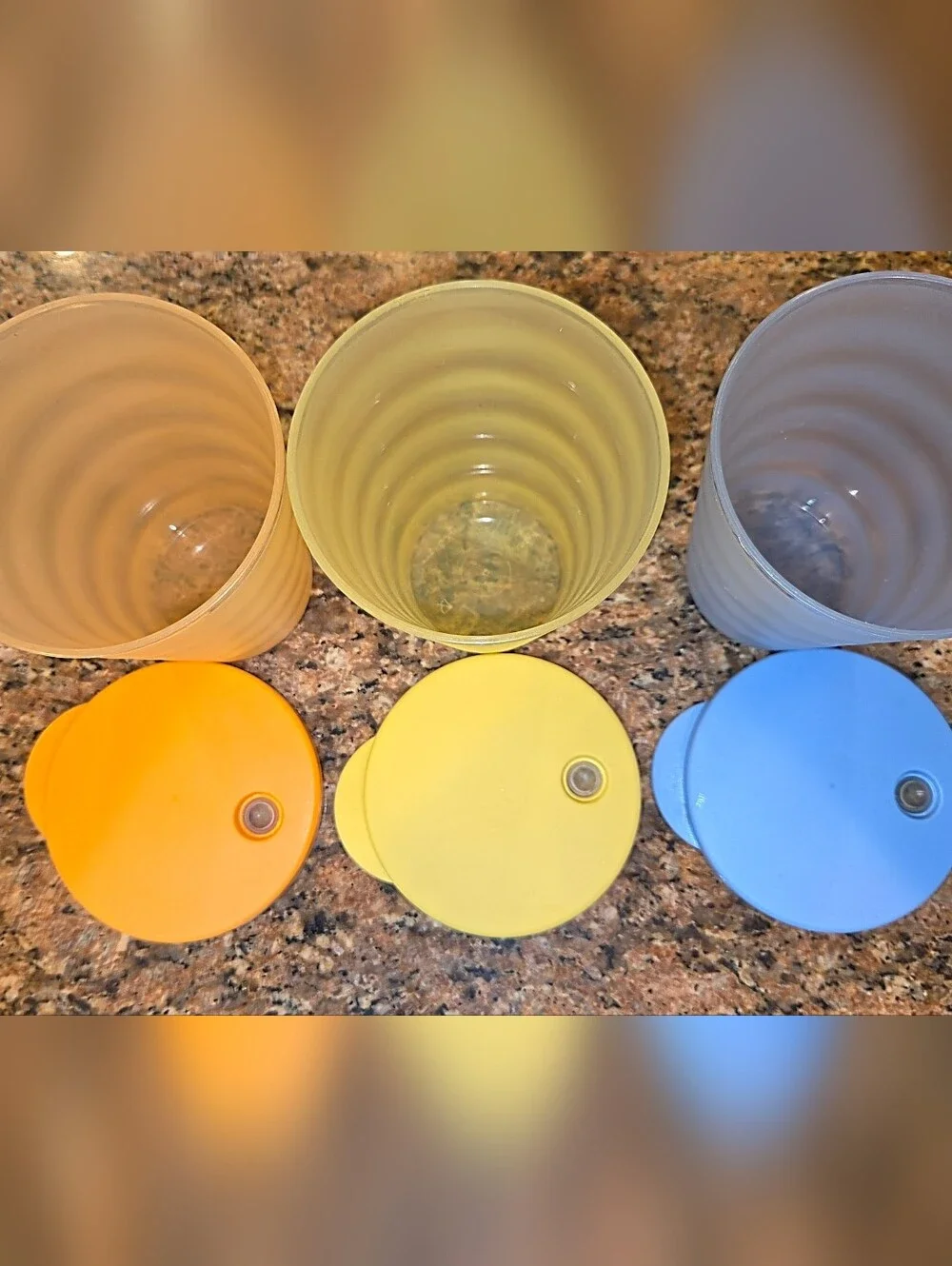 Tupperware Impressions 16 oz. Straw Lid Tumblers Drink Cups 3515 Stackable Euc